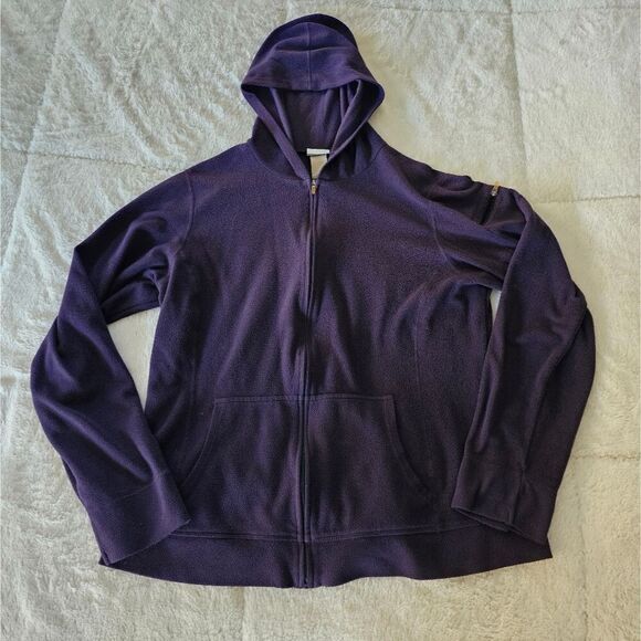 LL BEAN Full Zip Fleece Hoodie, Purple, Size Medium. Excellent Condition. - Picture 2 of 6